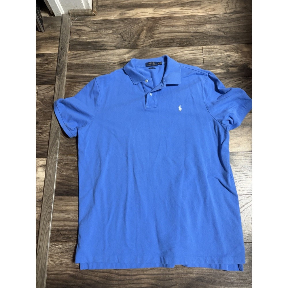 Polo Ralph Lauren Shirt Mens XL Blue Classic Fit Cotton Mesh Short Sleeve 708